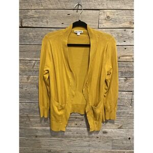Zenana Outfitters Women's Yellow‎ Cardigan Size Large Pockets